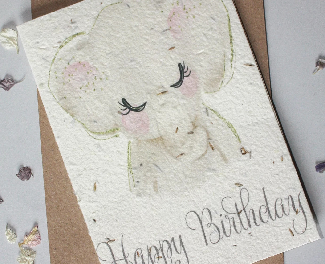 Plantable Happy Birthday Card - Elephant Design