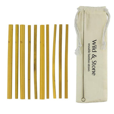 Wild and Stone reusable bamboo drinking straw set