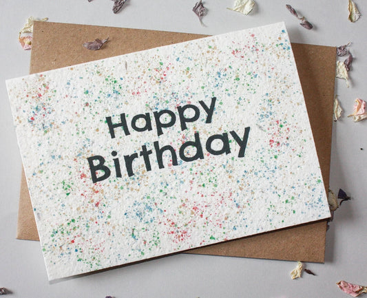 Plantable Happy Birthday Card - Paint Splatter Design