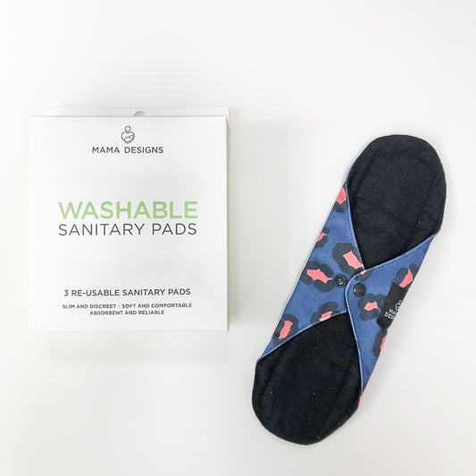 Reusable and Washable Sanitary Leopard Design Pads (maxi) in box