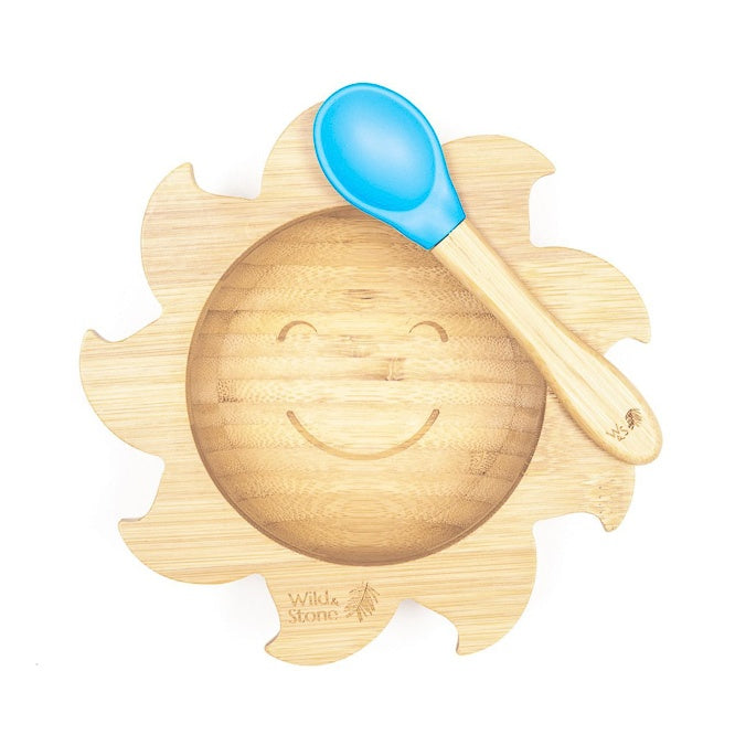 Wild & Stone My Sunshine Bamboo Weaning Bowl and Spoon Set in Blue