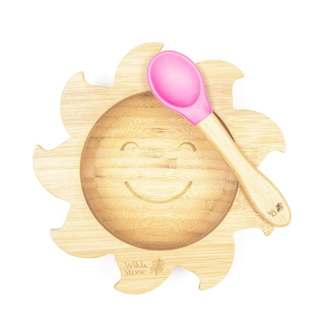 Wild & Stone My Sunshine Bamboo Weaning Bowl and Spoon Set in Pink
