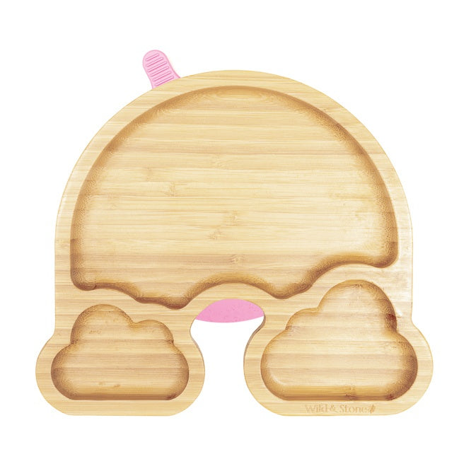 Wild & Stone Over the Rainbow Bamboo Weaning Suction Plate in Pink