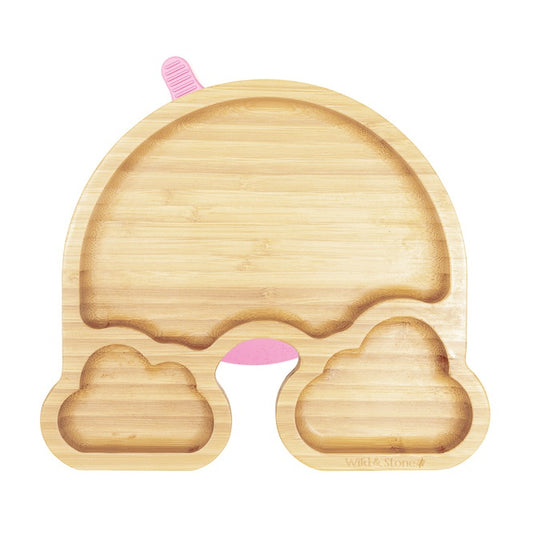 Wild & Stone Over the Rainbow Bamboo Weaning Suction Plate in Pink