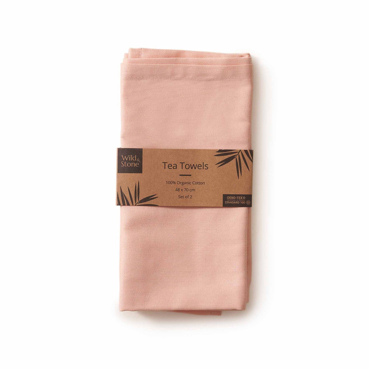 Wild & Stone Organic Cotton Tea Towel in Rose - Set of 2