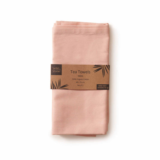 Wild & Stone Organic Cotton Tea Towel in Rose - Set of 2