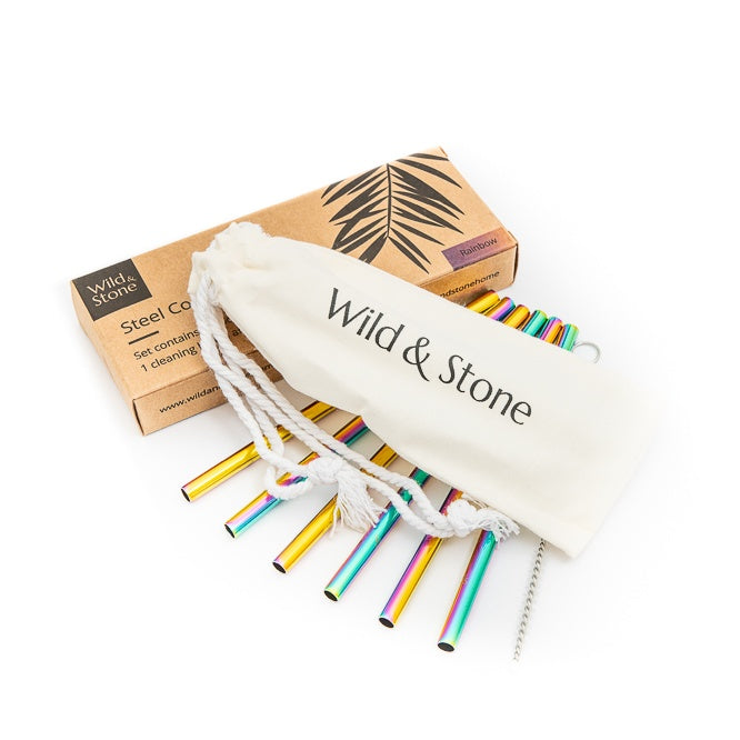 Wild & Stone Reusable Cocktail Drinking Straws in Rainbow