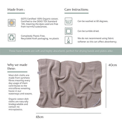 Wild & Stone Organic Cotton Hand Towel in Slate Light Grey