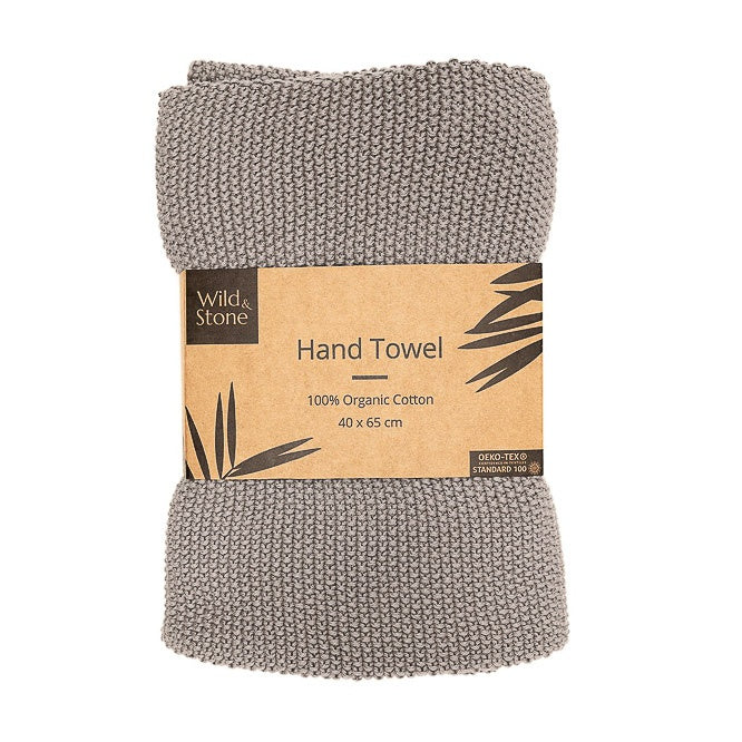 Wild & Stone Organic Cotton Hand Towel in Slate Light Grey