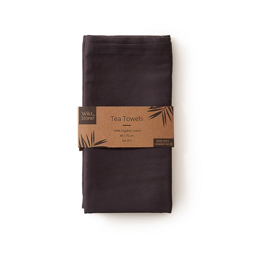 Wild & Stone Organic Cotton Tea Towel in Slate Dark Grey - Set of 2
