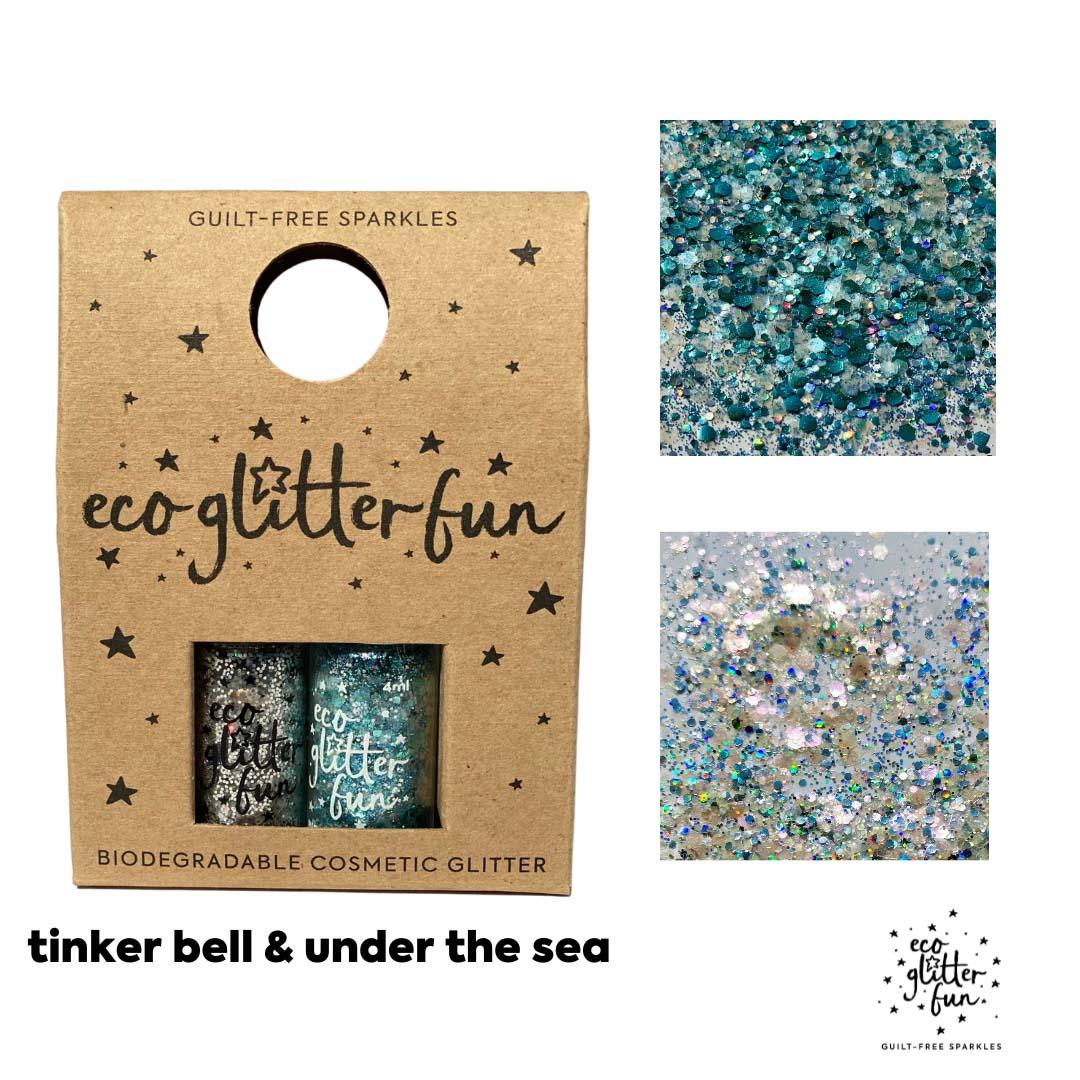 Biodegradable cosmetic glitter 2pcs Tinkerbell & Under the Sea