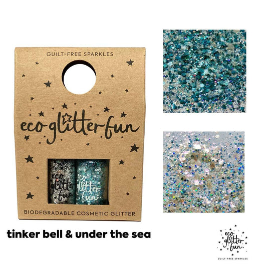 Biodegradable cosmetic glitter 2pcs Tinkerbell & Under the Sea